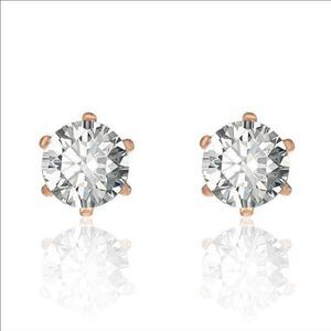 👑 Rosy Gold & Rhinestone Stud Earrings